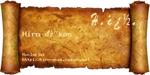 Hirn Ákos névjegykártya